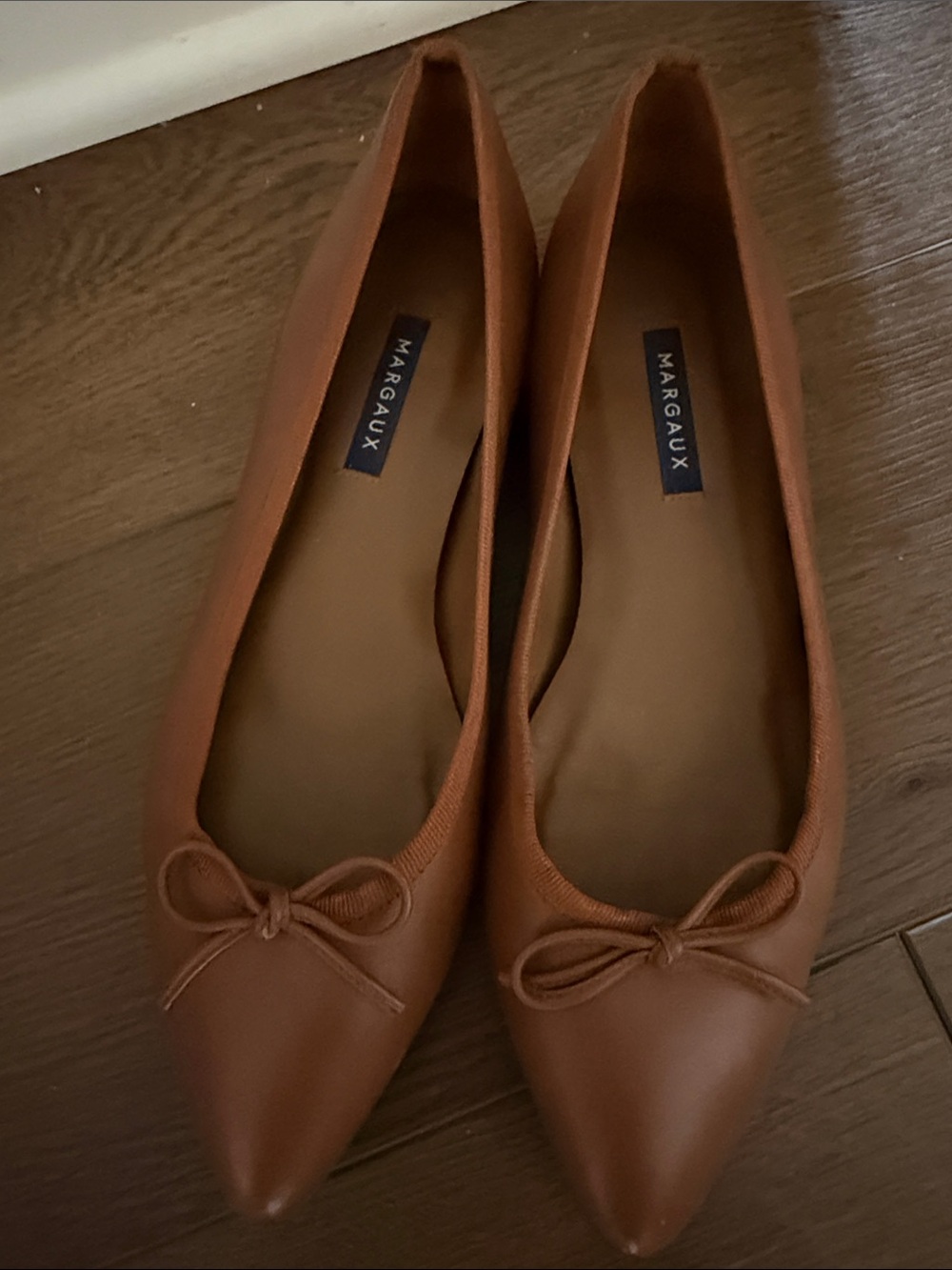 Margaux Pointed Toe Ballet Flats in Cognac
